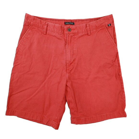 Nautica‎ Men's Classic Chino Shorts Mid Rise Red 9” Inseam Size 34 - Picture 1 of 9